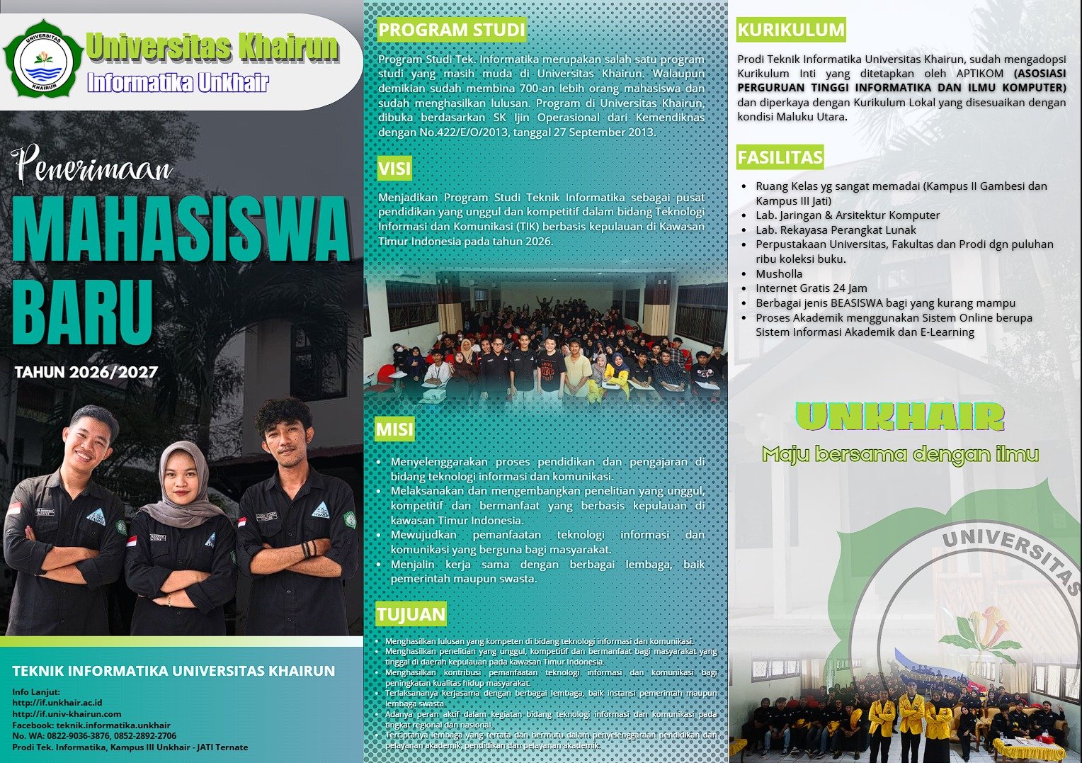 Brosur Pendaftaran Mahasiswa Baru Teknik Informatika Universitas Khairun Tahun 2026/2027