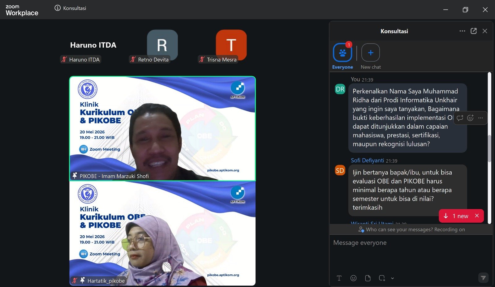 Dosen Prodi Informatika Mengikuti Online Klinik Interaktif Implementasi Kurikulum Berbasis Capaian (OBE)